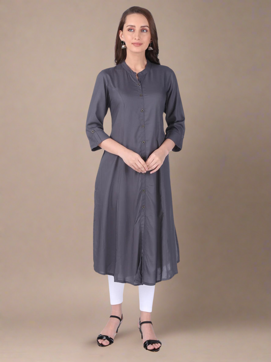 Grey Essential A-Line Kurta