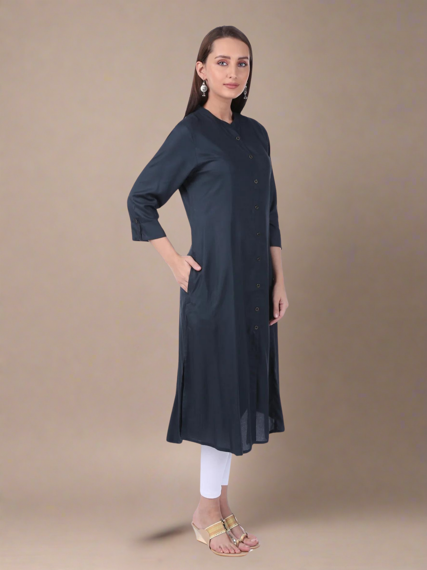 Navy Blue Essential A-Line Kurta