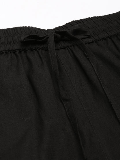 Black Cotflex Solid Pencil Pant