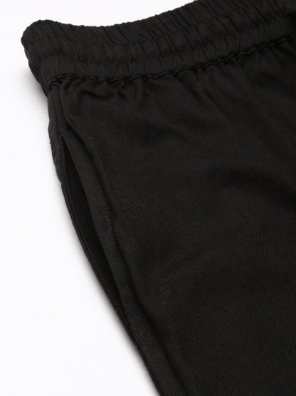 Black Cotflex Solid Pencil Pant