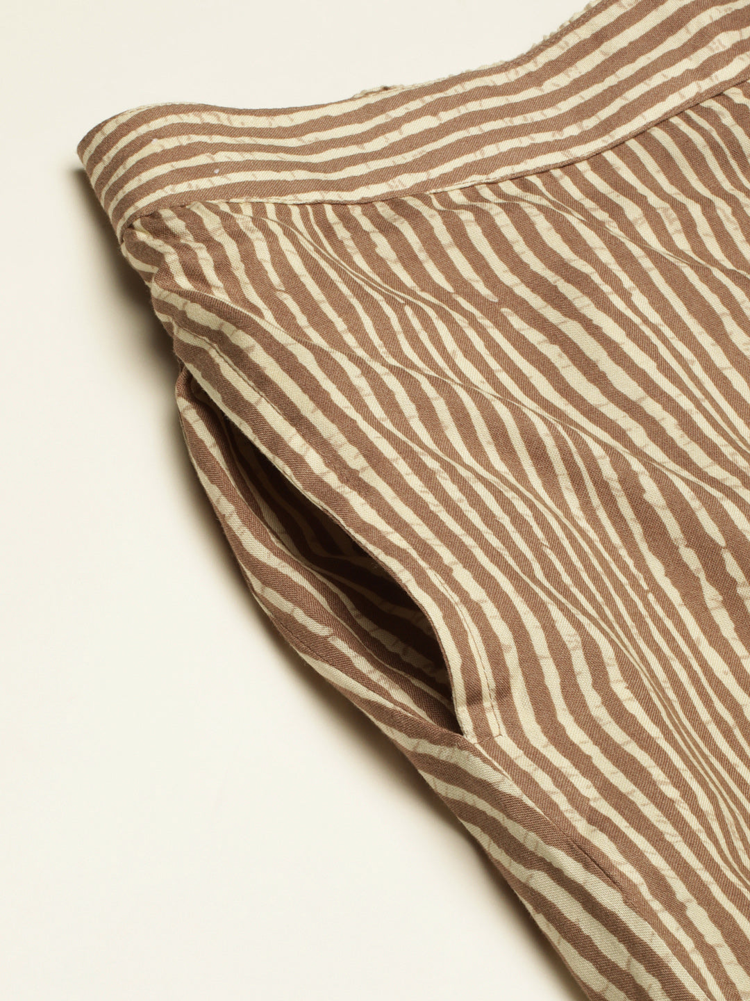 Beige Striped Slim Fit Pencil Pant