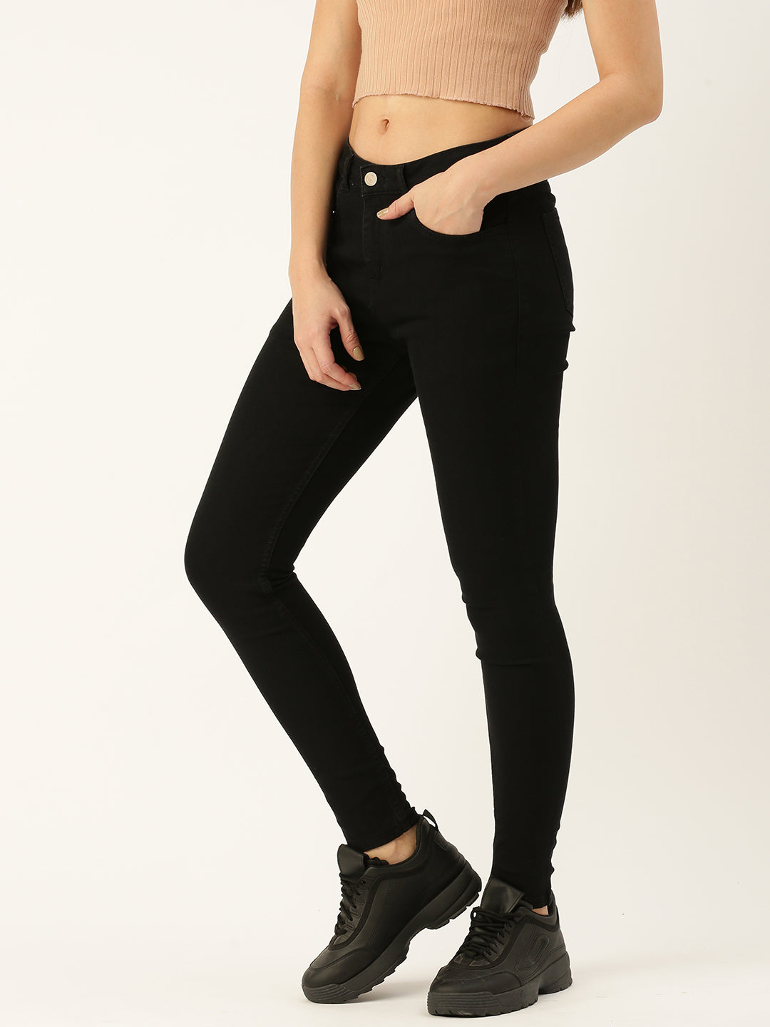 Black Solid Slim Fit Stretchable Jeans – Amukti - The Women's Ethnic  Fashion Store