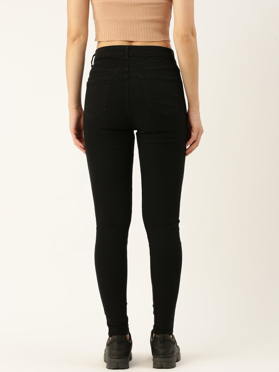 Black Solid Slim Fit Stretchable Jeans