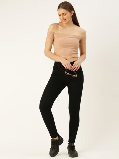 Black Solid Slim Fit Stretchable Jeans