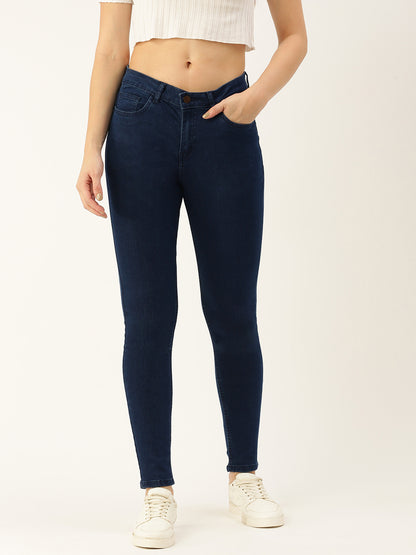 Dark Blue Solid Slim Fit Stretchable Jeans