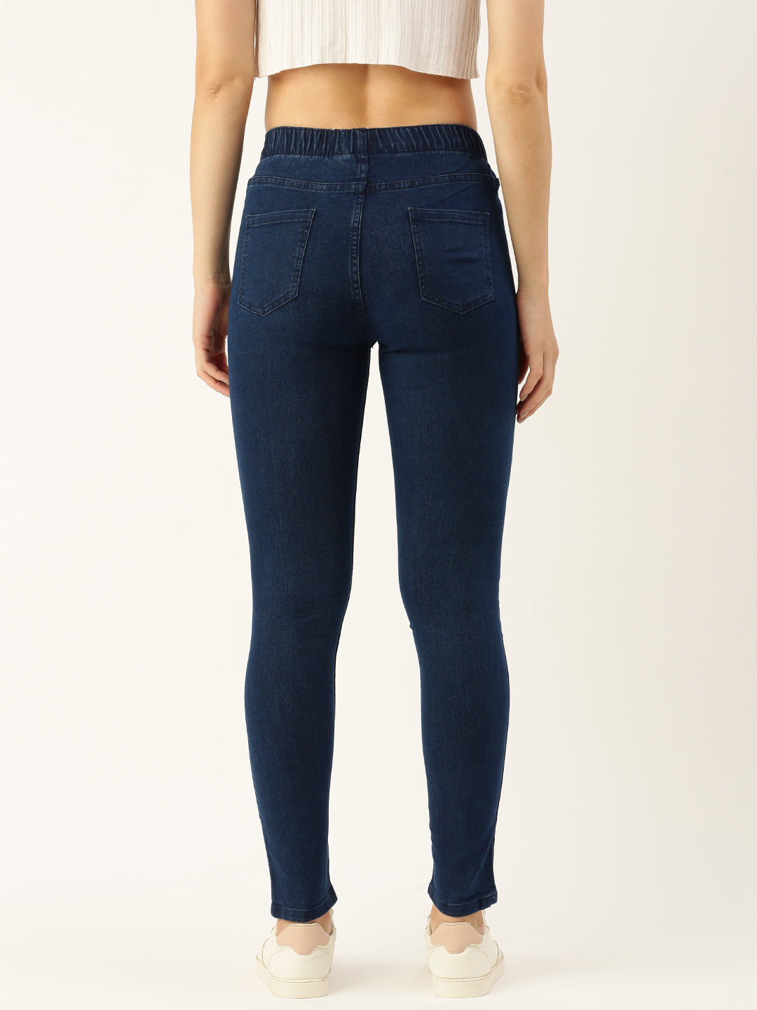 Dark Blue Solid Slim Fit Ankle Length Jeggings