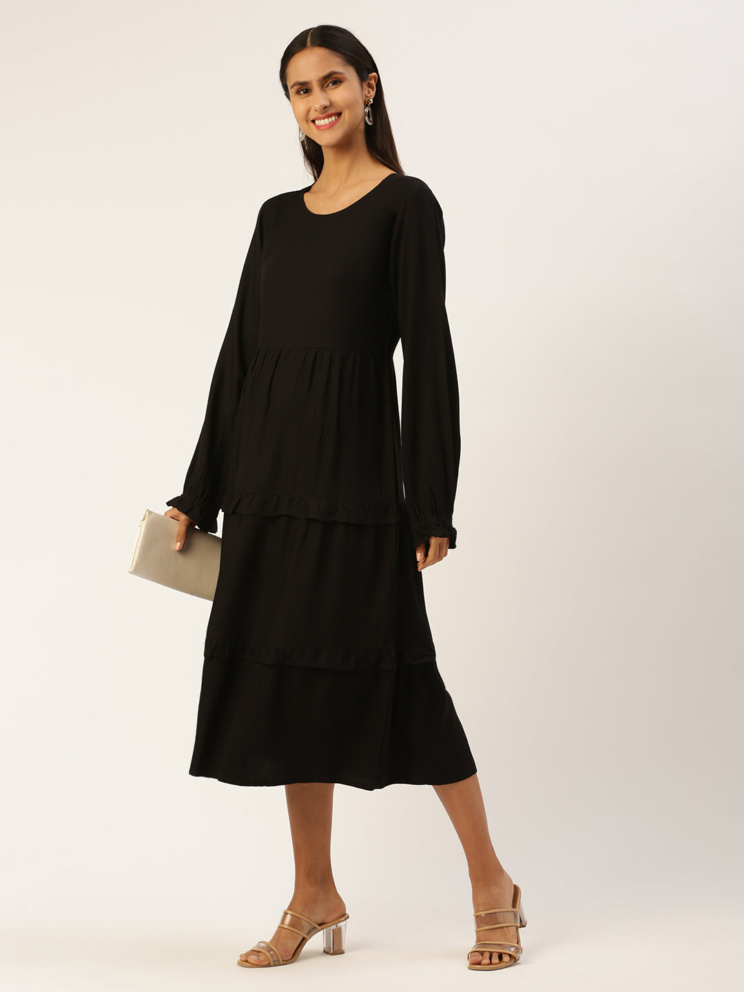 Black Crepe Abstract Print Mini Dress VD1058 – Ahika
