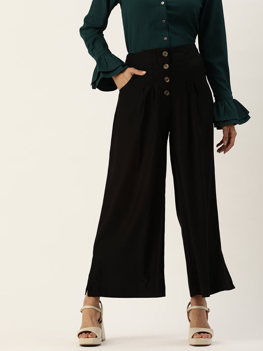 Black Solid Parallel Pant