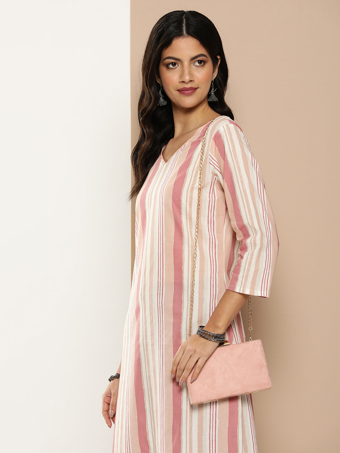 Pink Striped Kurta