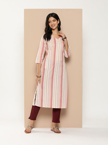 Pink Striped Kurta