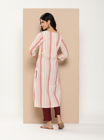 Pink Striped Kurta