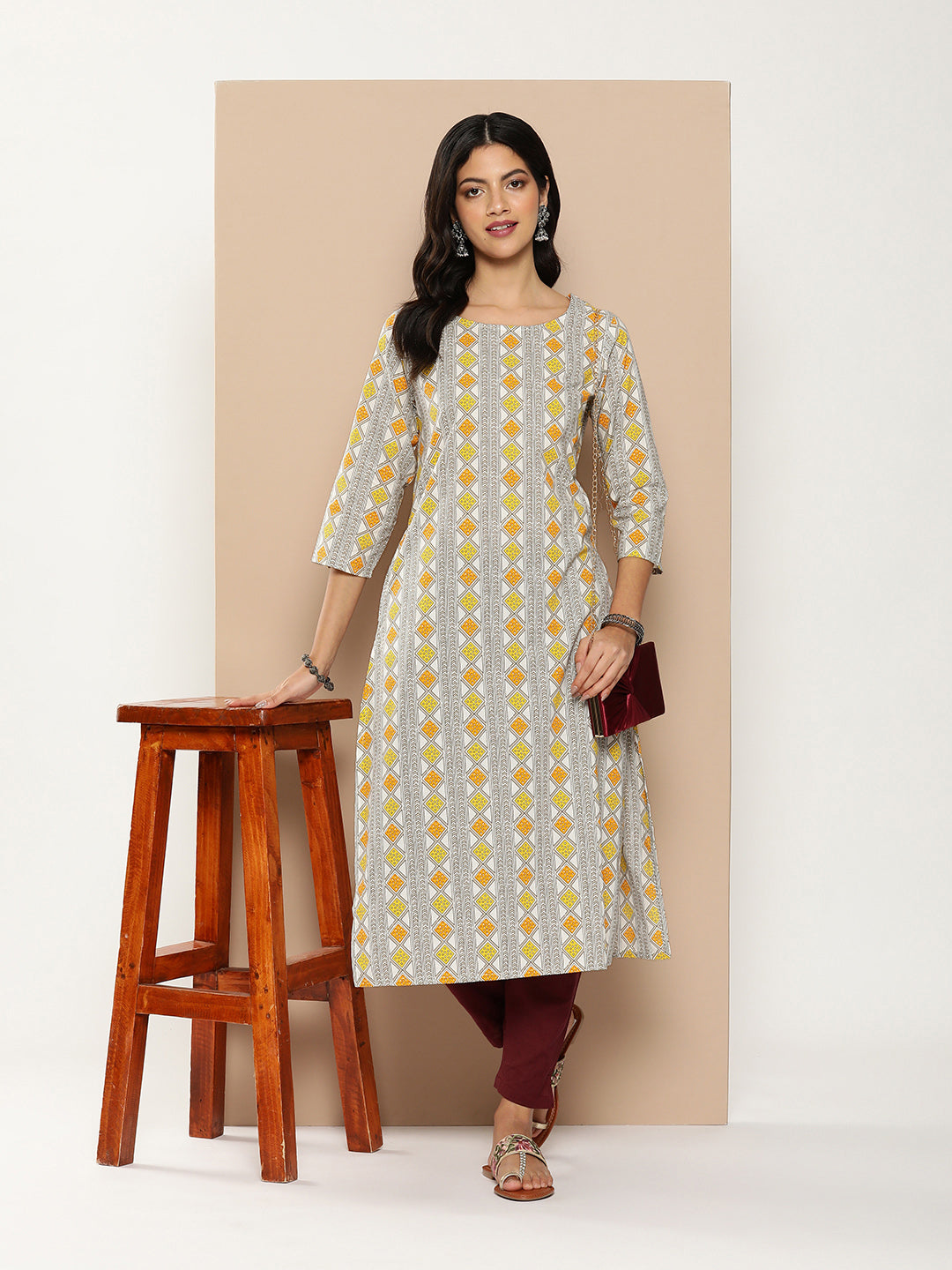 Geometric Printed Cotton Kurta