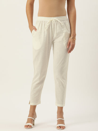 White Solid Pencil Pant