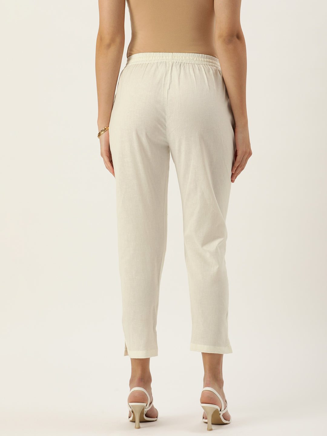 White Solid Pencil Pant