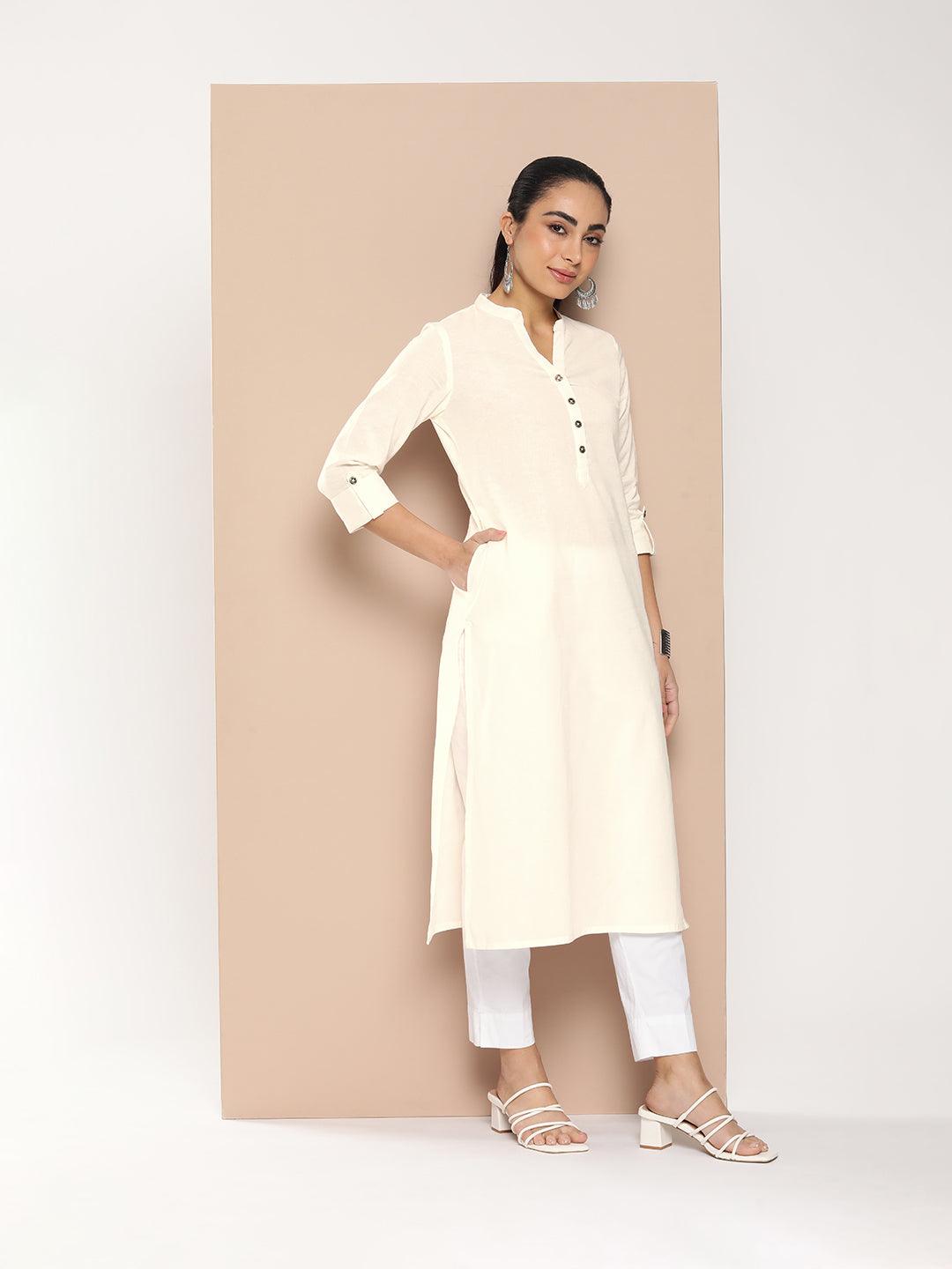 Ivory Mandarin Collar Kurta