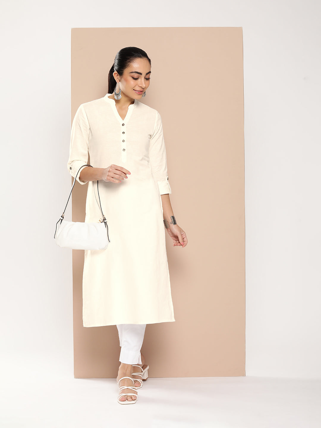 Ivory Mandarin Collar Kurta