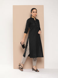 Black Mandarin Collar Kurta