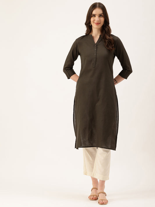 Green Mandarin Collar Kurta