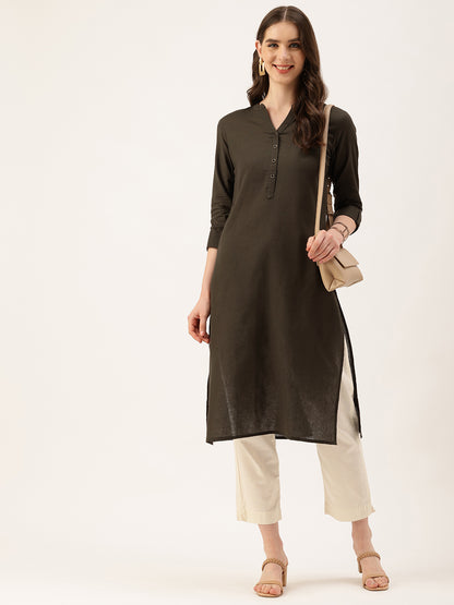 Green Mandarin Collar Kurta