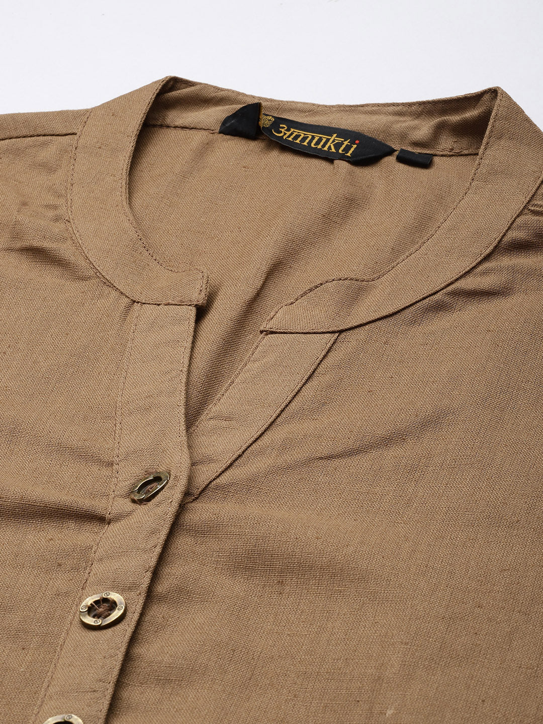 Khaki Mandarin Collar Kurta