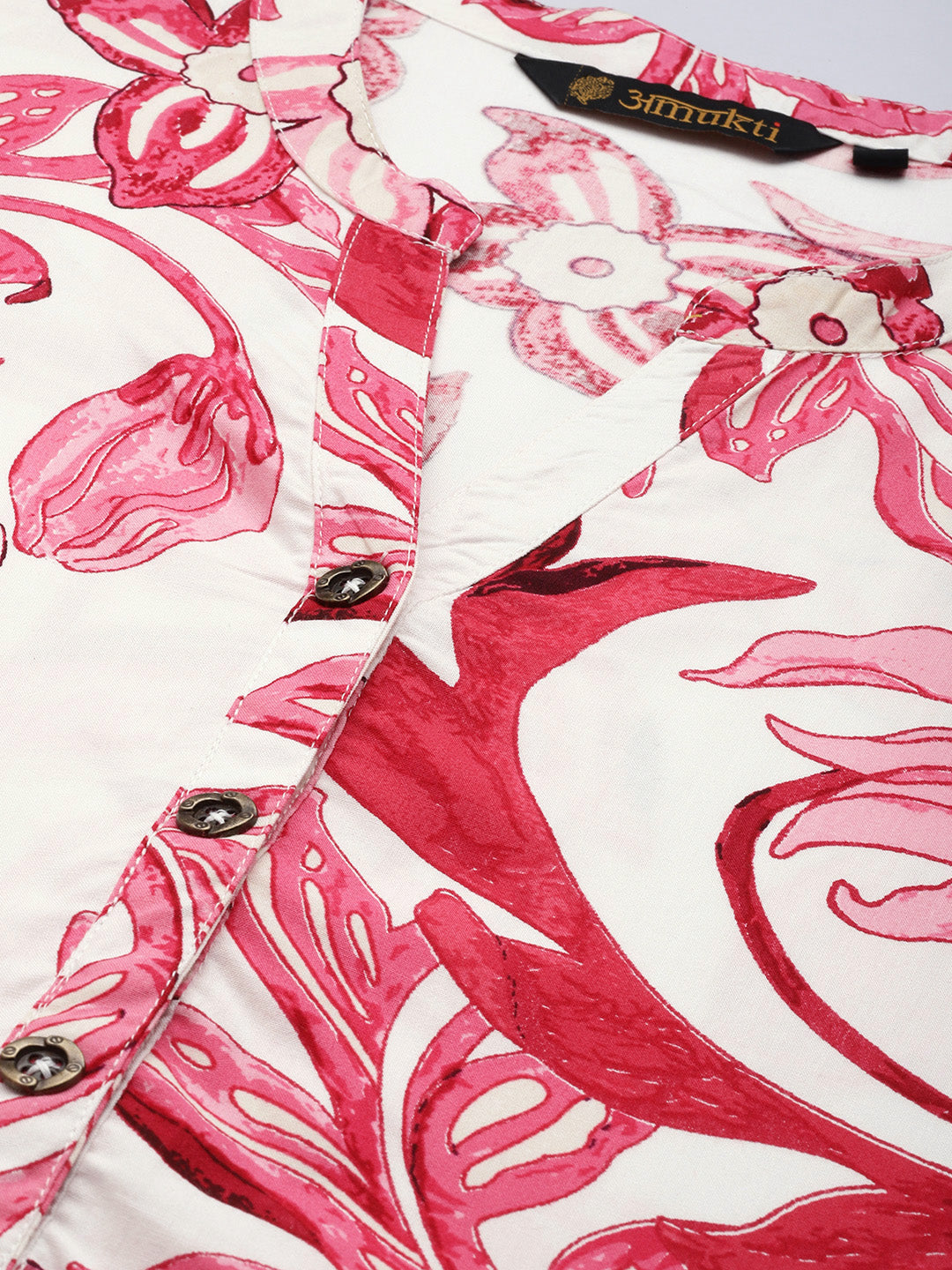 Pink White Floral Printed Kurta