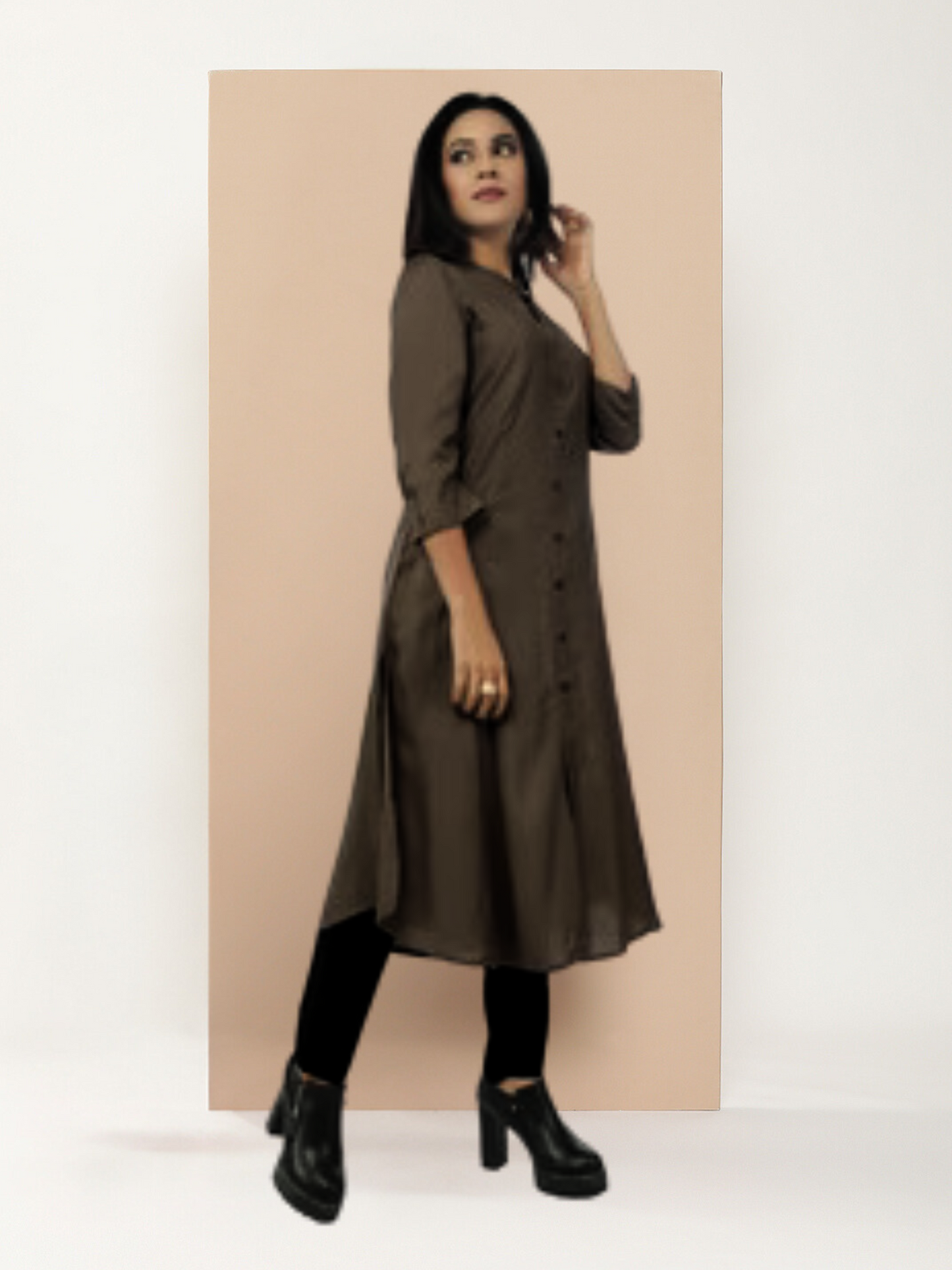 Brown Essential A-Line Kurta