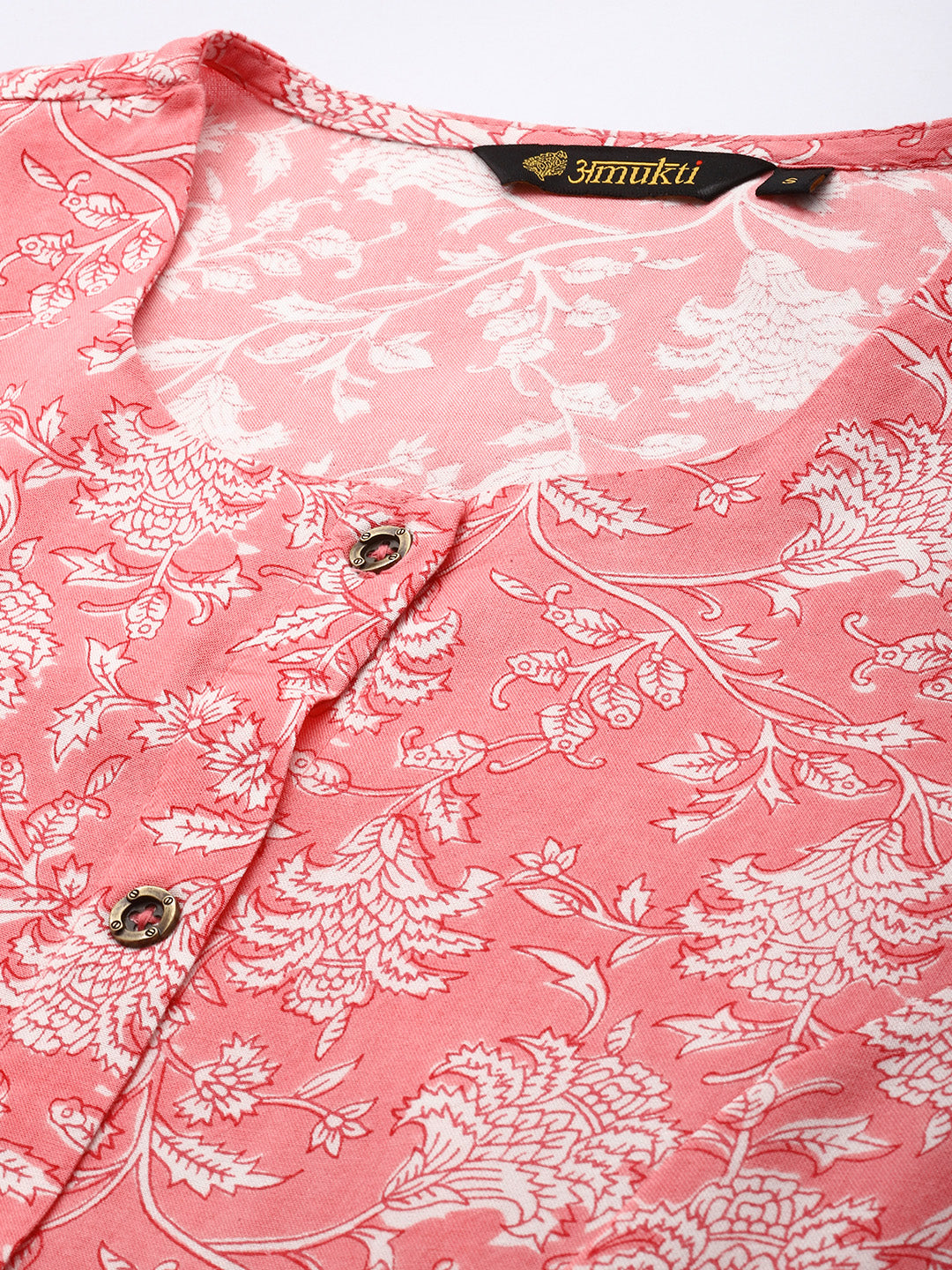 Pink Floral Printed Straight Kurta