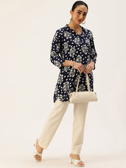 Blue & White Polka Dot Printed Tunic