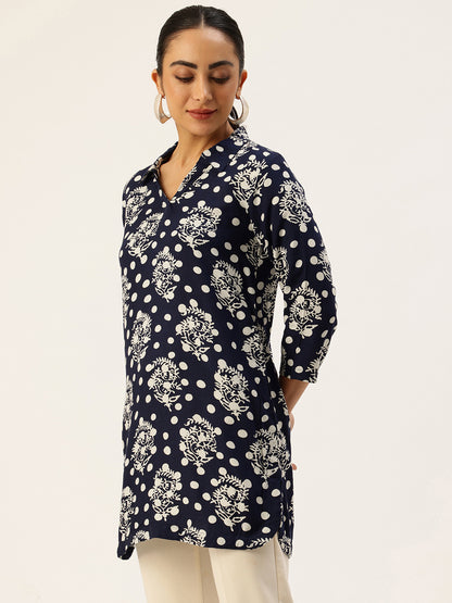 Blue & White Polka Dot Printed Tunic