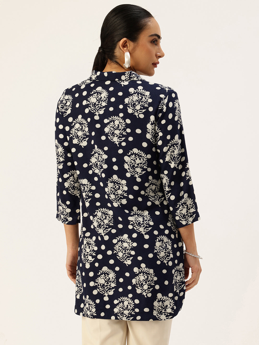 Blue & White Polka Dot Printed Tunic