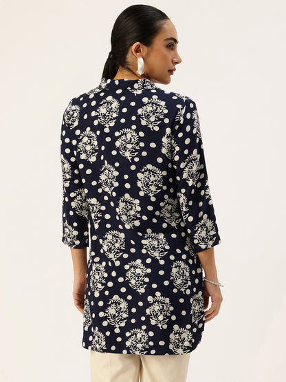 Blue & White Polka Dot Printed Tunic