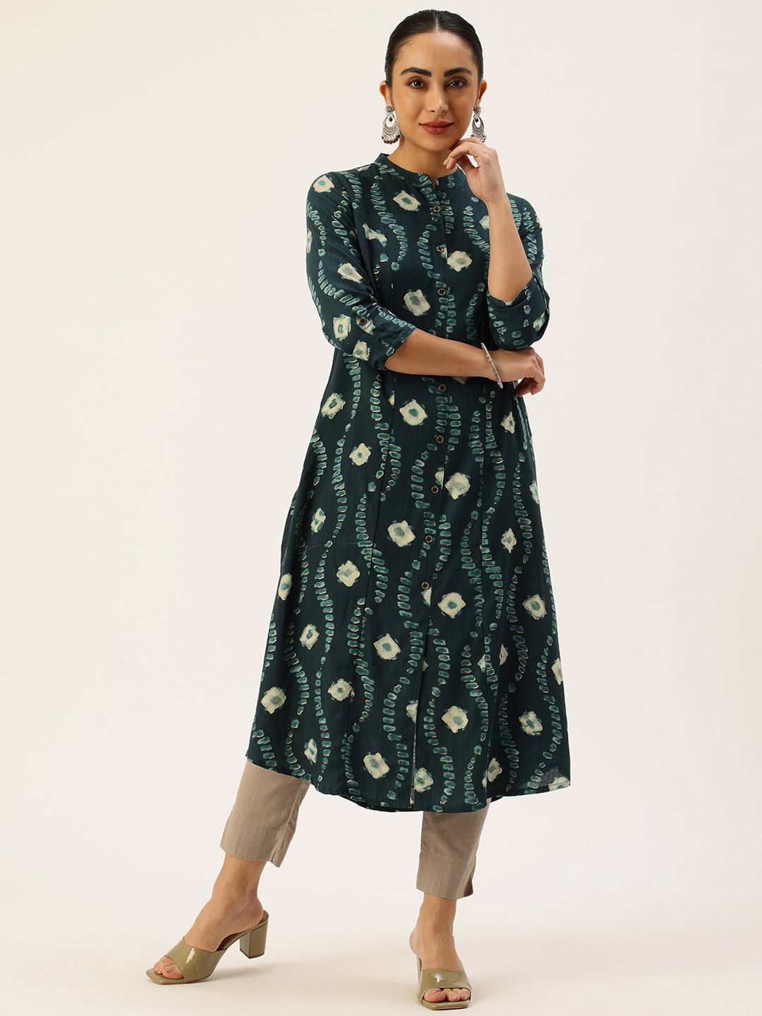 Blue Bandhani Printed Indie Prints Kurta