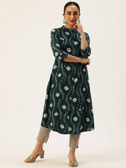 Blue Bandhani Printed Indie Prints Kurta