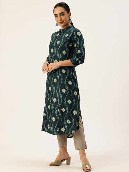 Blue Bandhani Printed Indie Prints Kurta