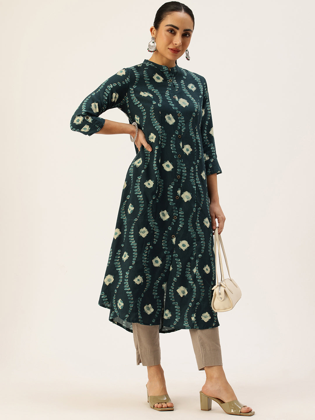 Blue Bandhani Printed Indie Prints Kurta