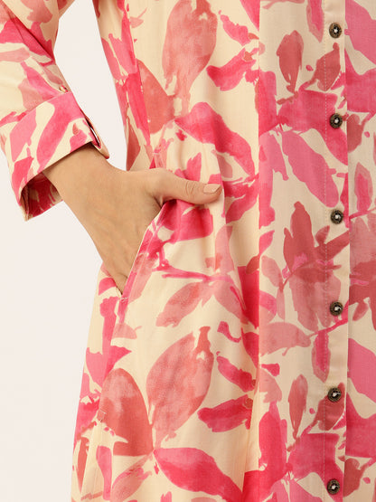 Pink Floral Printed Kurta