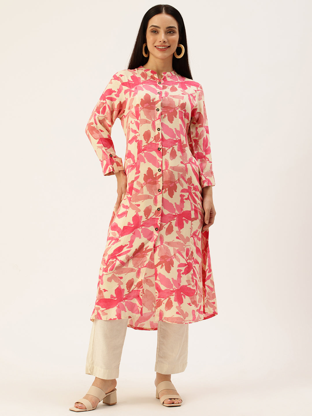 Pink Floral Printed Kurta