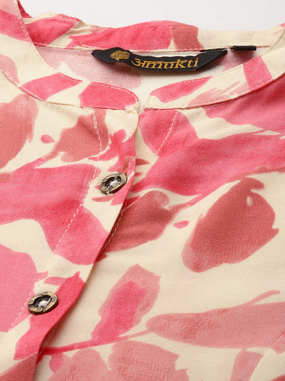 Pink Floral Printed Kurta