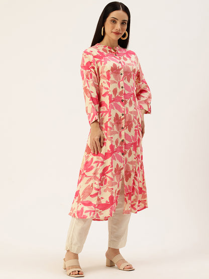 Pink Floral Printed Kurta