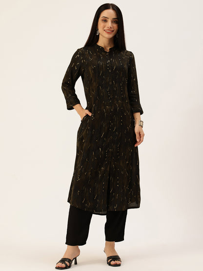 Black Printed Kurta