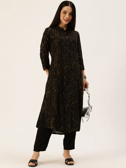 Black Printed Kurta