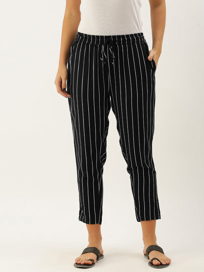 Black Striped Slim Fit Pencil Pant