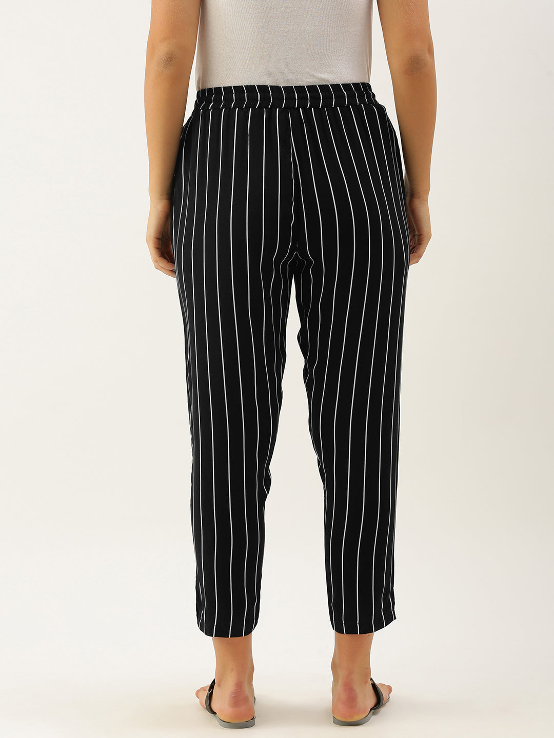 Black Striped Slim Fit Pencil Pant