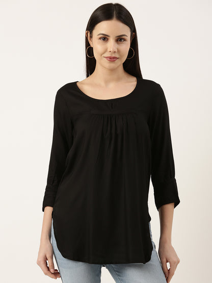 Black Rayon Short Kurta