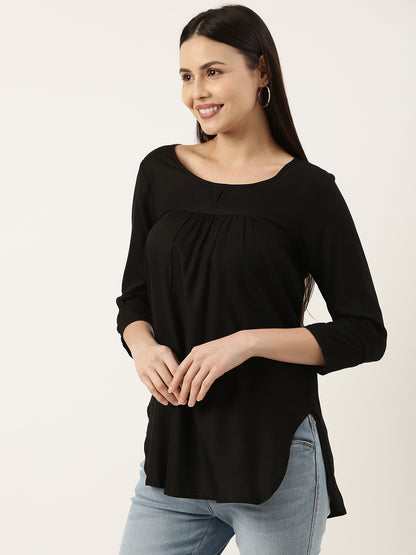 Black Rayon Short Kurta