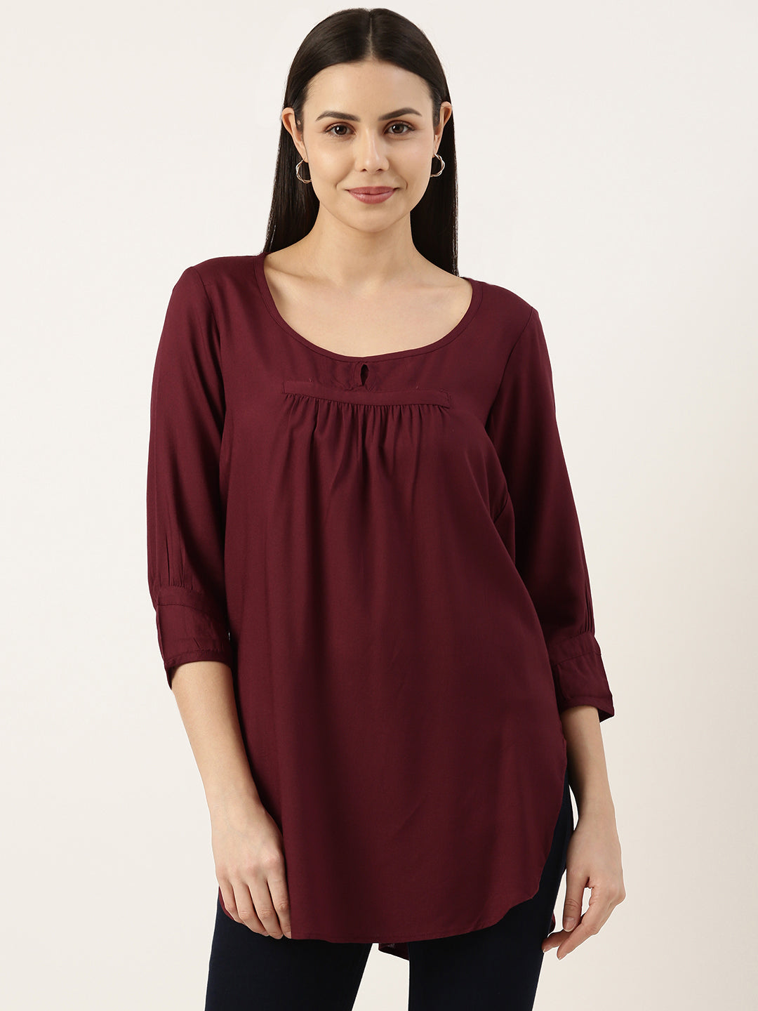 Wine Rayon Short Kurta