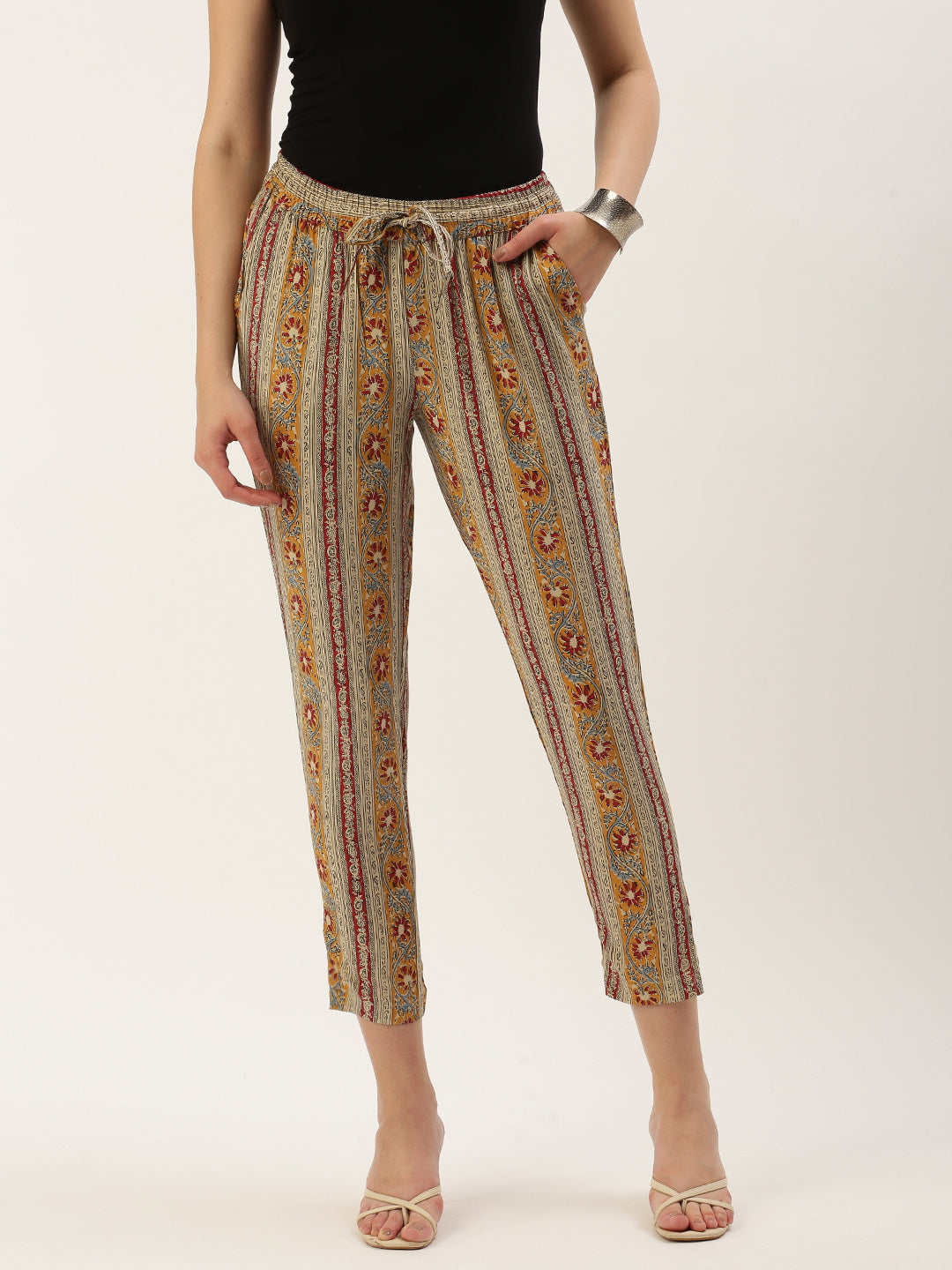 Navy blue high waisted flat-front essential Cigarette Pants | Sumissura