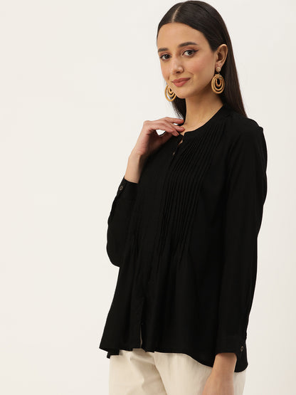 Black Solid Rayon Tunic